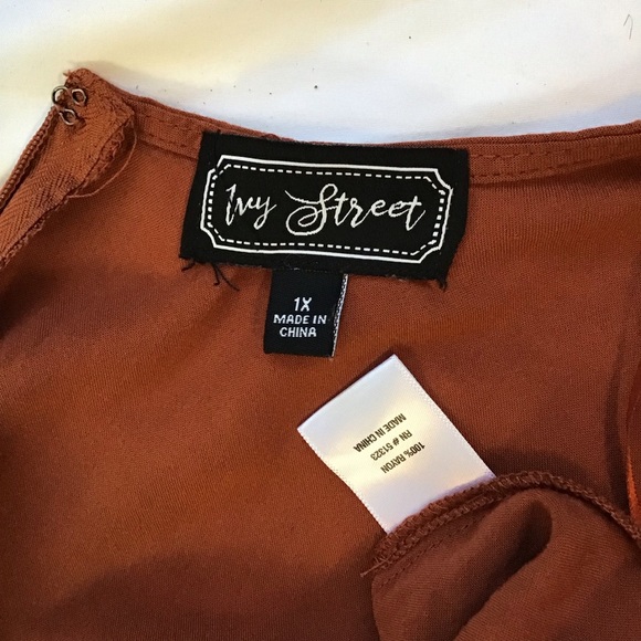 IVY STREET WOMEN CHESTNUT V-NECK SHORT SLEEVES, PALOOZA LEGS JUMPSUIT SIZE 1X - Picture 9 of 9